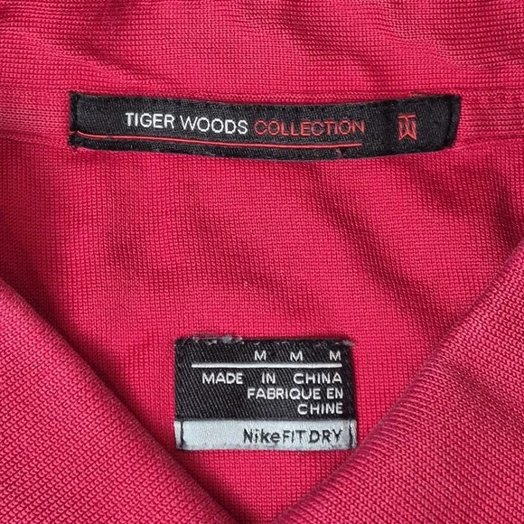 Nike Dri-Fit Tiger‎ Woods Polo Red Striped Golf Shirt Athletic Men's M - Picture 5 of 6